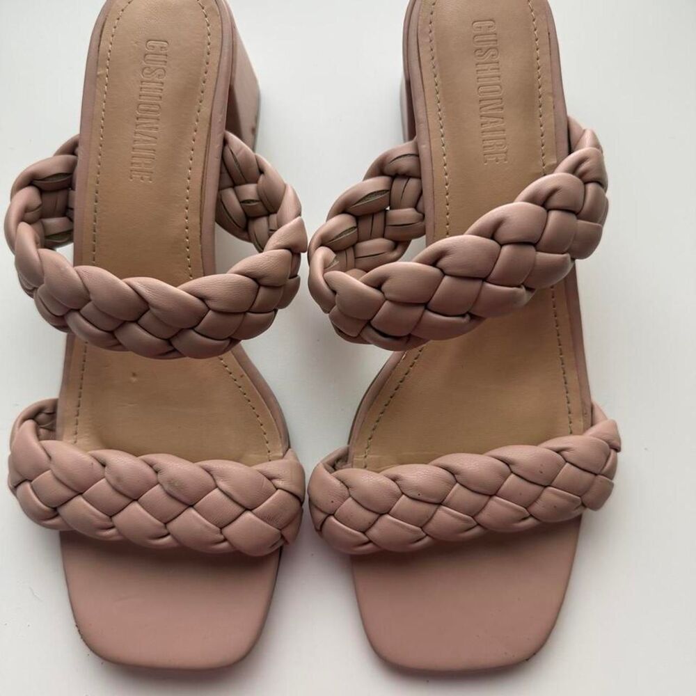 Cushionaire Blush Pink Braided Block Heel Sandals Size 7